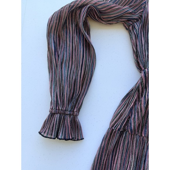 Anthropologie Metallic Lluvia Long Sleeve Mini Dress Rainbow Striped M - Picture 6 of 10